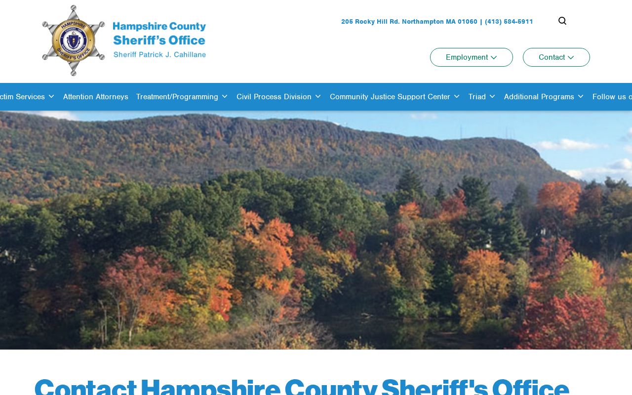 Hampshire County Sheriff's Office contact page for warrant and custody record questions