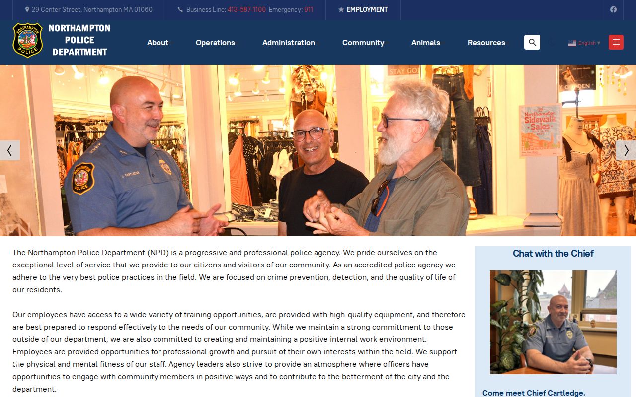 Northampton Police Department website used for Hampshire County warrant record and records requests